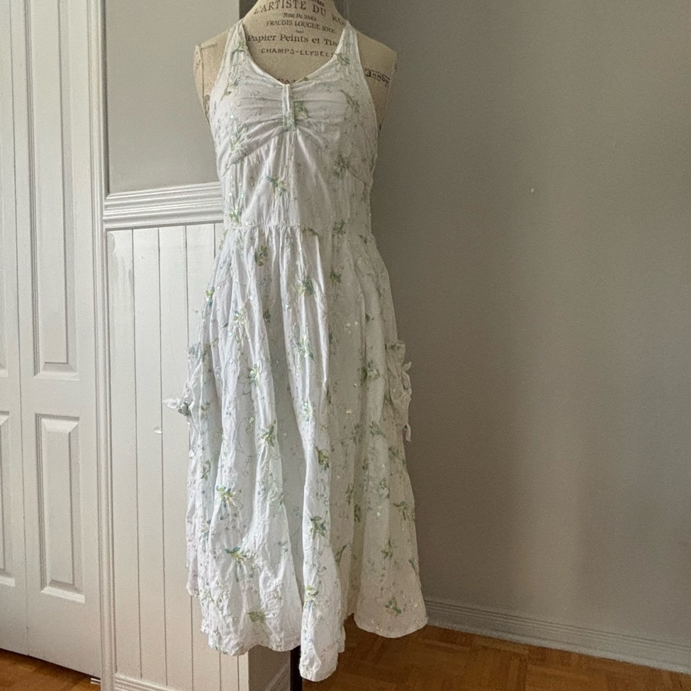 She’s The 1 Pastel White Floral Halter Dress with Sequins Accents Size 16